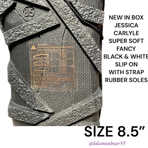 NEW IN BOX JESSICA CARLYLE SUPER SOFT FANCY BLK/WHITE SLIP ON SLING BACK SHOES - Picture 6 of 16